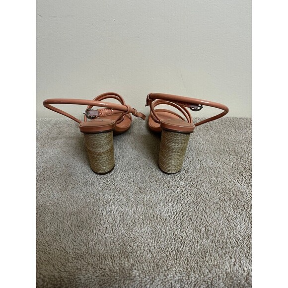 Calvin Klein Women's  Beige Patent Ankle Strap Square Toe Heels Sandals Sz 5M - Picture 4 of 5